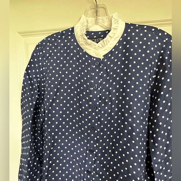 Drapey cupro-blend ruffle-trim shirt in dot - Picture 4 of 9